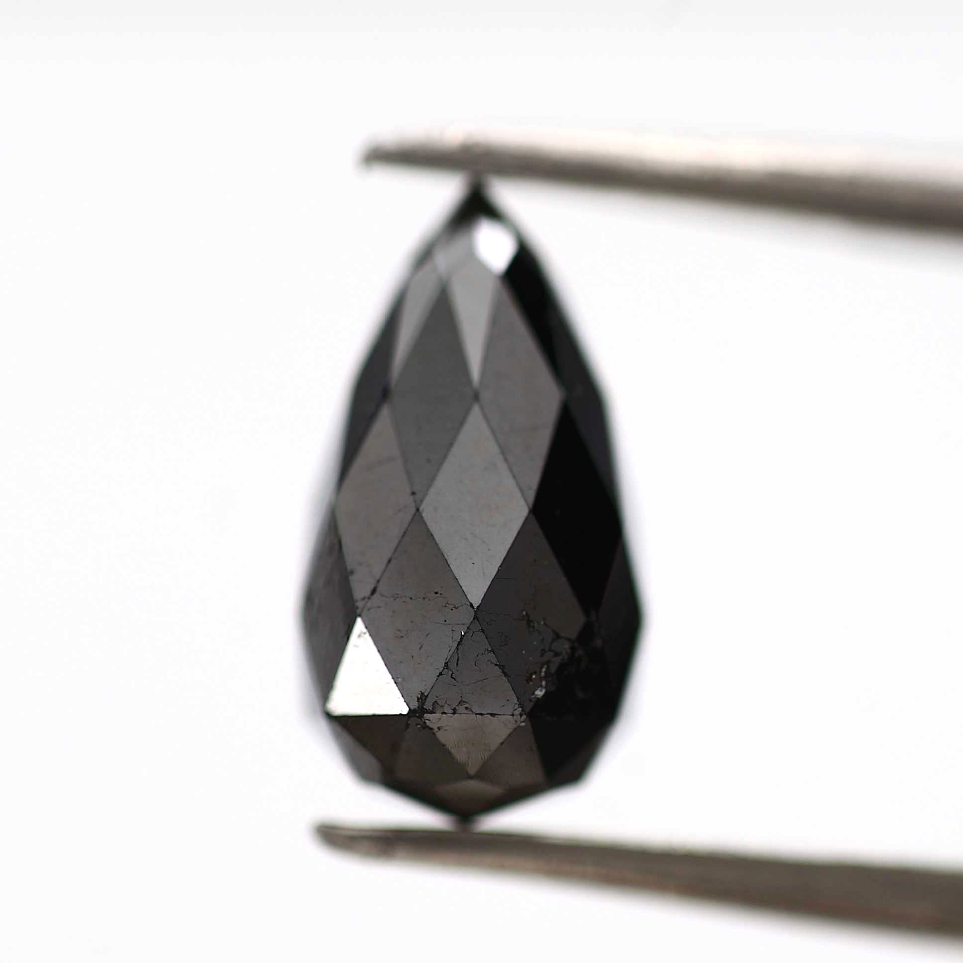 2.45 ct Natural Black Tear Drops Loose Diamond Beads for Jewelry